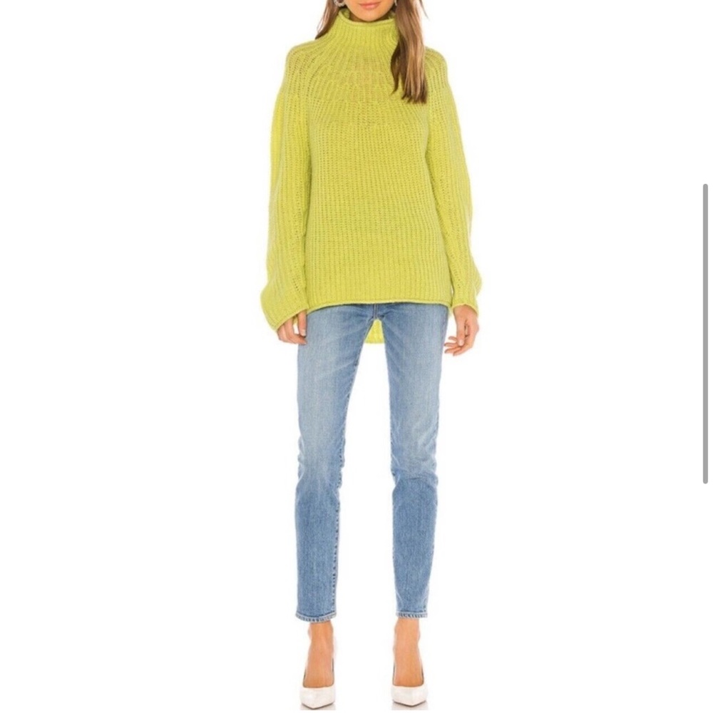 Rag & Bone Joseph Turtle Neck Sweater Knit Alpaca Merino Wool Lime Green XS - Picture 6 of 6